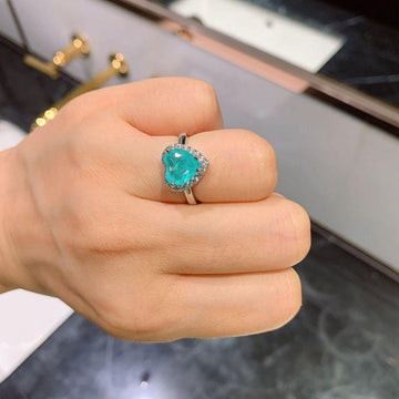 Silver Heart Paraiba Tourmaline Gemstone Earrings/Pendant/Necklace Wedding Set - The Jewellery Supermarket